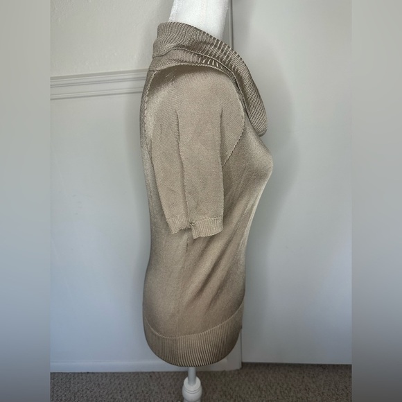 Ann Taylor Tan Cowl Neck Sweater with Short Sleeves size S petite NWT - Picture 2 of 9